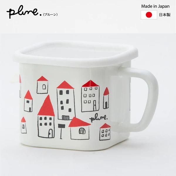 Plune Enamel Storage Jar/Square Pot With Handle(Gift Box)