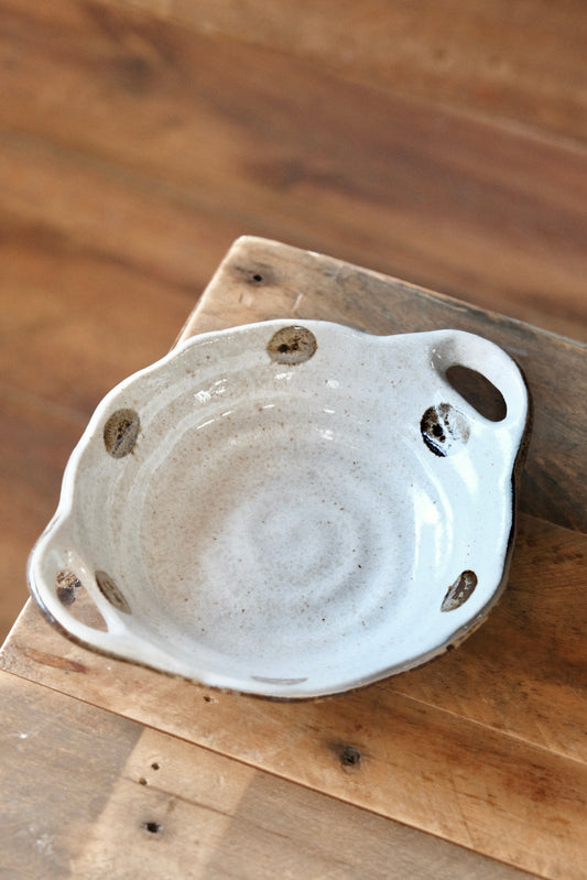 SHIROKARATSU Mino Ware Ceramic Mini Handle Plate (dot)