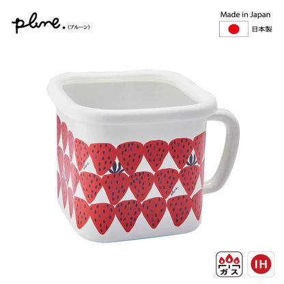 Plune Enamel Storage Jar/Square Pot With Handle(Gift Box)