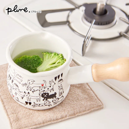 Plune Enamel Storage milk Pot With Handle(Gift Box)