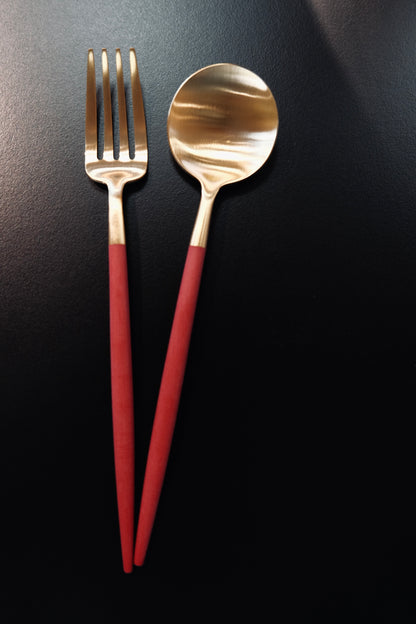 Cutipol Goa Dessert spoon/fork (Red/Gold)