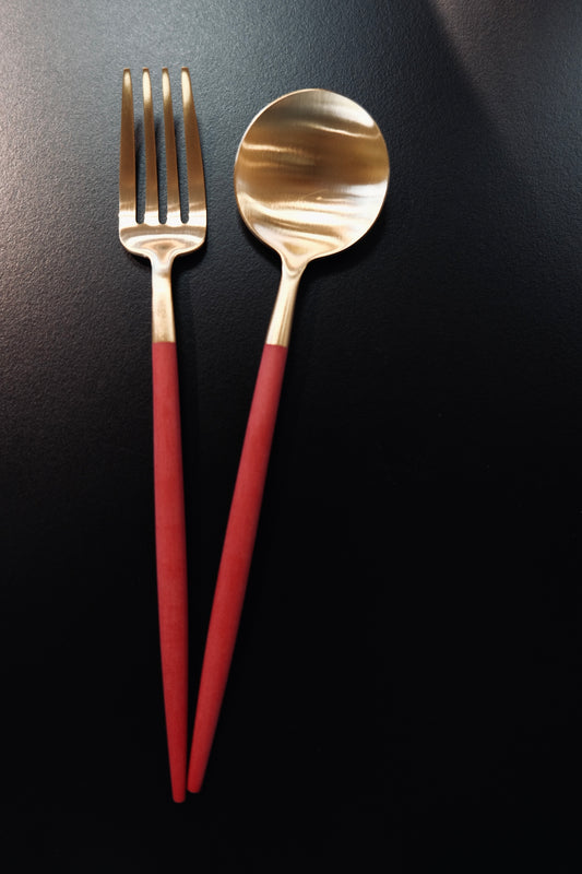 Cutipol Goa Dessert spoon/fork (Red/Gold)