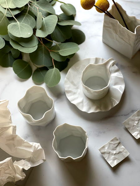 ARTISANS-小松 誠Makoto Komatsu  CRINKLE COLLECTION WHITE PORCELAIN CUP