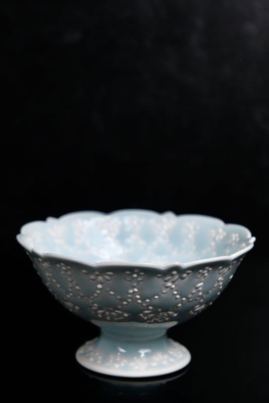 【Limited Edition】Artisans-大串真司 Ougushi Masashi High Ground Bowl L (White Blue)