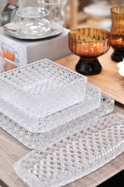 JAPAN TRADITIONAL HAND CUT HIGH QUALITY GLASS CRYSTAL SERVING PLATE