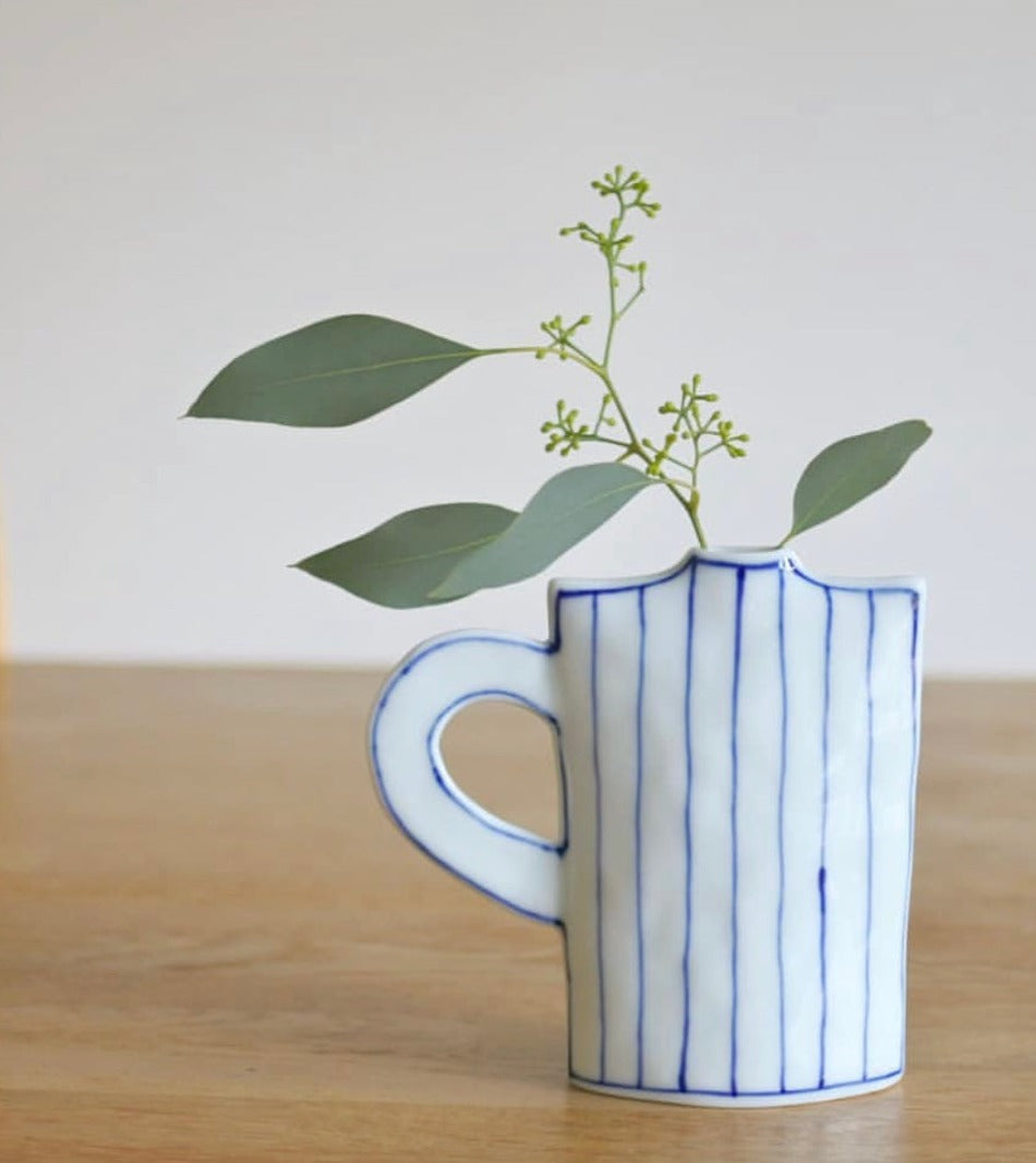 Artisans- Mayuki kato-加藤真雪 Reversible design Rectangle Strip Vase with Handle（L/13cm）