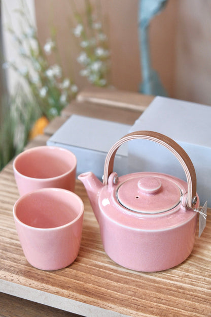 SALIU 祥SYO Earthen Teapot Japanese Tea Pot Gift Set（Peach）