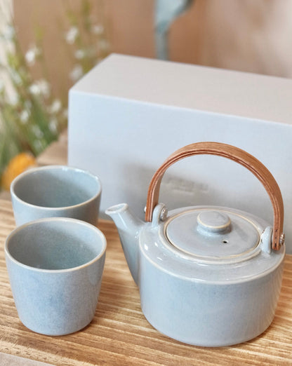 SALIU 祥SYO Earthen Teapot Japanese Tea Pot Gift Set （Gray）