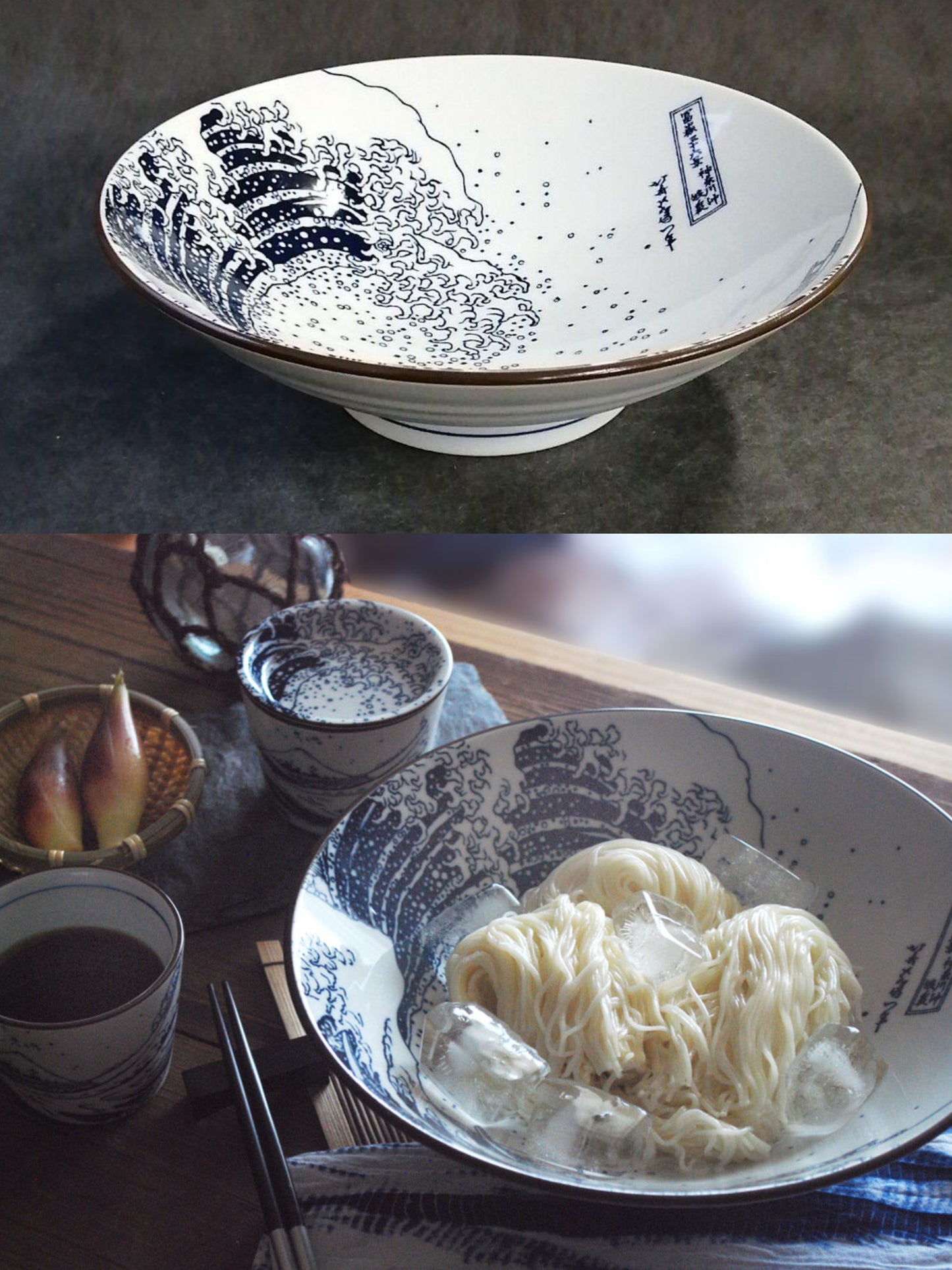 Japan Made Minoware Large Ramen Bowl-Hokusai Fuji