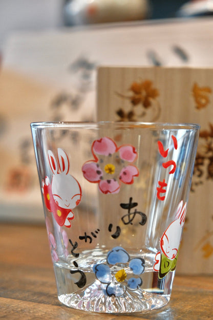 YUDACHI GAMA Handcraft Rabbit Glass With Wooden Gift Box