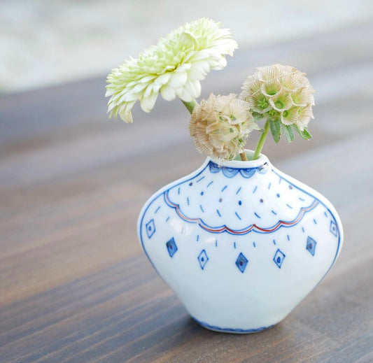 Artisans- Mayuki kato-加藤真雪 Reversible design Diamond Flower Vase