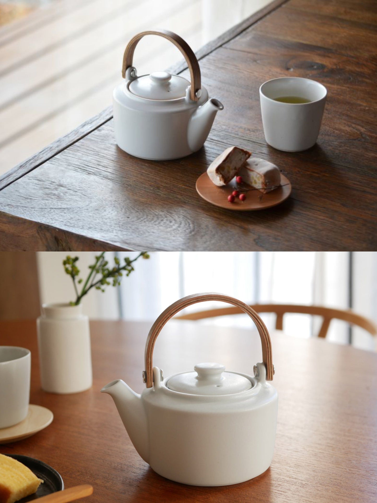 SALIU 祥SYO Earthen Teapot Japanese Tea Pot Gift Set (Silk White)